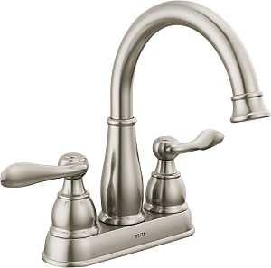 Delta Windemere Series 25896LF-BN Centerset Bathroom Faucet, Brushed Nickel, 1-5/8 in Plate Size, 5-11/16 in, 1.2 gpm