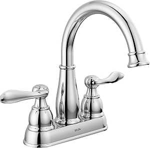 Delta Windemere Series 25896LF Centerset Bathroom Faucet, Chrome Plated, 1-5/8 in Plate Size, 5-11/16 in, 1.2 gpm, Metal