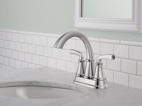 Delta Geist 25864LF Bathroom Faucet, 1.2 gpm, 2-Handle, 3-Faucet Hole, Chrome, 4 in Faucet Centers
