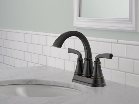 Delta Geist Series 25864LF-OB Centerset Bathroom Faucet, 1.2 gpm, 2-Handle, 3-Faucet Hole, Metal, Lever Handle