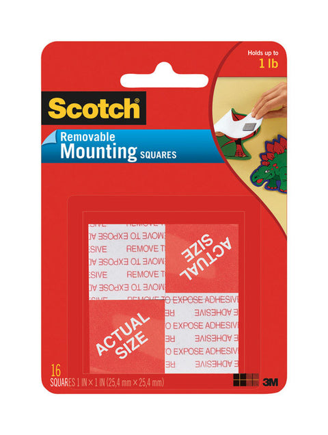 Scotch 1 in. W Mounting Squares White