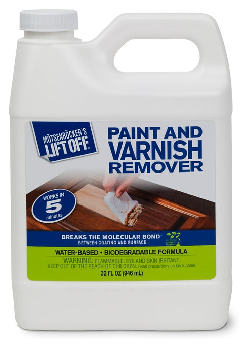Motsenbocker's Lift Off 41132 Paint and Varnish Remover, Liquid, Mild, Clear, 32 oz, Bottle