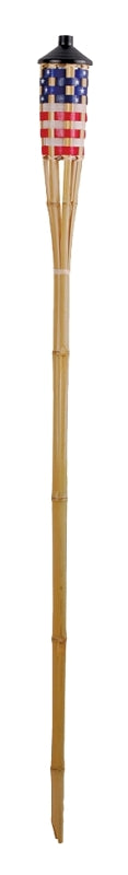 Seasonal Trends Y2570 Stars and Stripes Bamboo Torch, 3.54 in H, Bamboo, Fiberglass, and Metal, Red, White, Blue