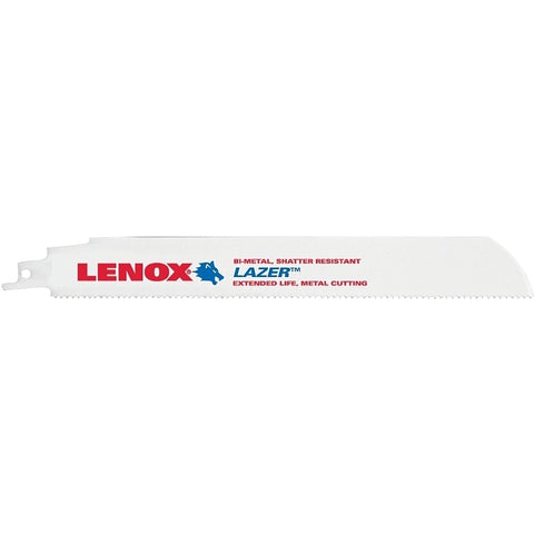 Lenox LAZER 24905T9110R Reciprocating Saw Blade, 1 in W, 9 in L, 10 TPI, HSS Cutting Edge