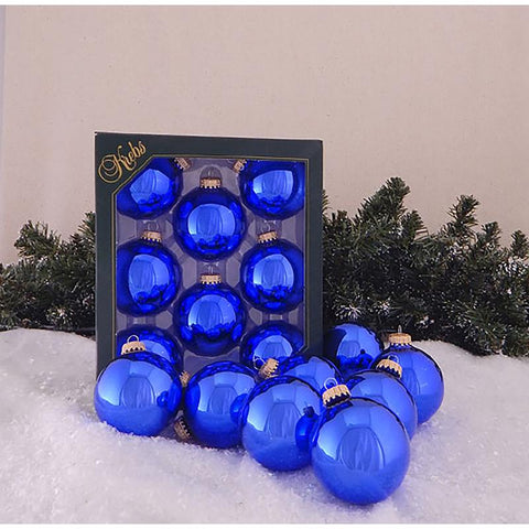 Christmas By Krebs Cap Blue Ornaments Gold, Pack of 12