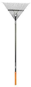Fiskars 397930-1001 Pro Leaf Rake, Steel Tine, 24-Tine, Aluminum Handle, 66 in L Handle
