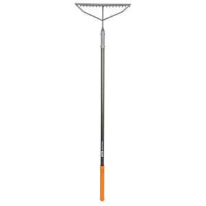Fiskars 397940-1001 Pro Garden Rake, 6 in L Head, 17 in W Head, 17-Tine, Metal Tine, Steel Head, 60 in L Handle