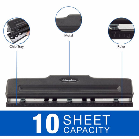 Swingline Light-Duty 10 Sheet Capacity 2 or 3 Hole Paper Punch Black