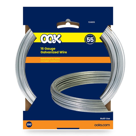 Hillman 50143 Utility Wire, 200 ft L, 16 ga Gauge, 55 lb Working Load, Steel, Galvanized, Pack of 8