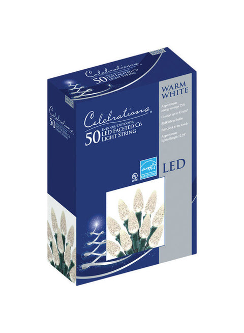 Celebrations LED C6 LED Light Set Warm White 12.25 ft. L 50 lights