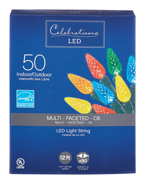 Celebrations LED C6 LED Light Set Multicolored 12.25 ft. L 50 lights