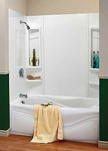 Maax Finesse Series 101594-000-129 Bathtub Wall Kit, 33-1/2 in L, 61 in W, 59 in H, Polystyrene, Smooth Wall