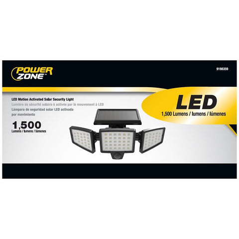 BELL LINK CL-SML3 3-Head Flood Light with Solar Panel, 3.7 V, 8 W, LED Lamp, Daylight, 1500 Lumens, 6500 K Color Temp