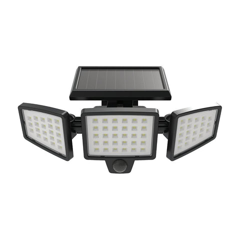 BELL LINK CL-SML3 3-Head Flood Light with Solar Panel, 3.7 V, 8 W, LED Lamp, Daylight, 1500 Lumens, 6500 K Color Temp