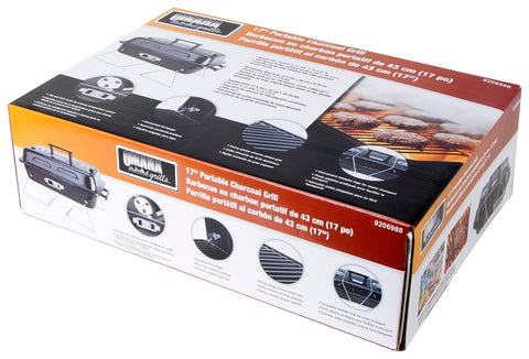 Omaha YS1082 Portable Charcoal Grill, 2-Grate, 168 sq-in Primary Cooking Surface, Black, Steel Body