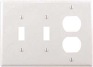Eaton Wiring Devices PJ28W Combination Wallplate, 4-7/8 in L, 6-3/4 in W, 3 -Gang, Polycarbonate, White, Pack of 15