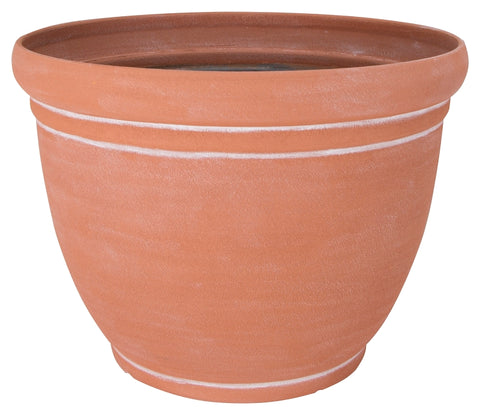 Landscapers Select PT-S060 Planter, 18 in Dia, 13-3/4 in H, Round, Resin, Terra Cotta, Terra Cotta, Pack of 6