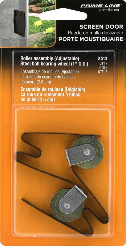 Prime-Line B 513 Roller Assembly, 1 in Dia Roller, 1/4 in W Roller, Steel, Gray