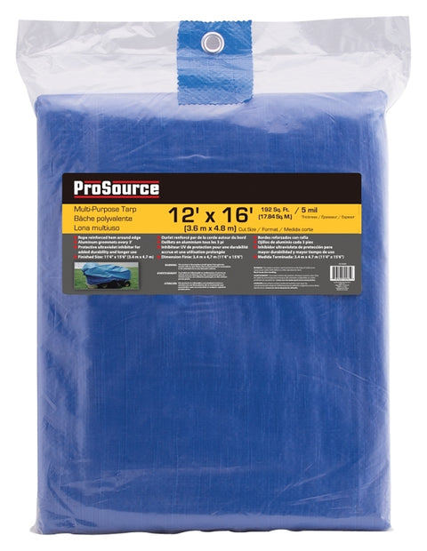 ProSource T1216BB90-BLU Tarpaulin, 16 L, 12 W, 5 mil Thick, Polyethylene, Blue