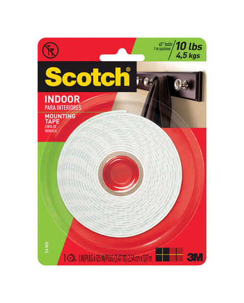 Scotch 1 in. W x 125 in. L Mounting Tape White