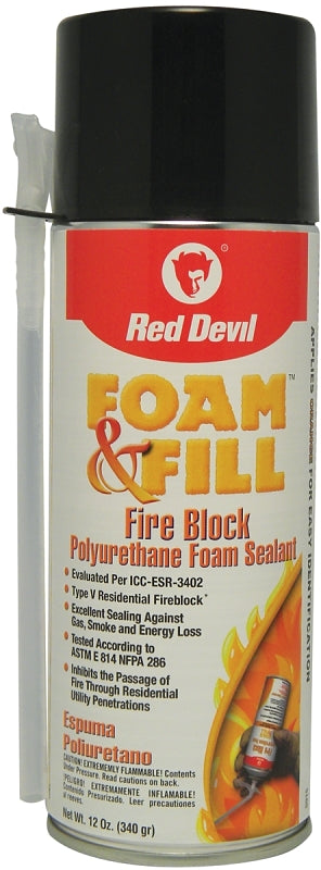 Red Devil Shell Box Red Devil Foam & Fill 0915 Fire Block Foam Sealant with Nozzle, Champa ...