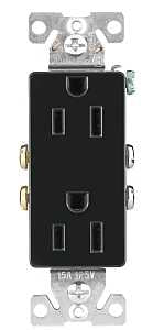 Eaton Wiring Devices 1107BK-C Duplex Receptacle, Nylon, Black, 2-Pole, 15 A, 125 V, Back, Side Wiring, Pack of 10