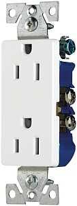 Eaton Wiring Devices 1107W Duplex Receptacle, Nylon, White, 2-Pole, 15 A, 125 V, Back, Side Wiring, NEMA: 5-15R