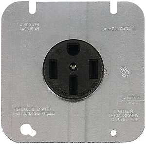 Arrow Hart AH1168W-C-BX-L Power Receptacle, 3-Pole, 125/250 V, 50 A, Back Wiring, NEMA: NEMA 14-50R, White
