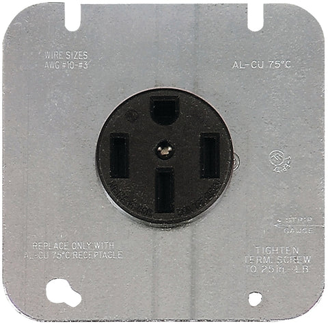 Arrow Hart AH1168W-C-BX-L Power Receptacle, 3-Pole, 125/250 V, 50 A, Back Wiring, NEMA: NEMA 14-50R, White