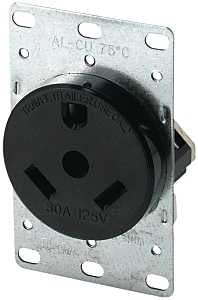 Eaton Cooper Wiring 1263-BOX Power Receptacle, 2 -Pole, 125 V, 30 A, NEMA: NEMA TT-30R, Brown