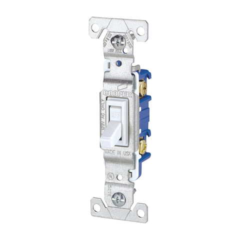 Eaton Wiring Devices 1301W Non-Grounded Toggle Switch, 15 A, 120 V, Polycarbonate Housing Material, White, Pack of 10