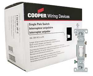 Eaton Wiring Devices 1301W-JP-C Toggle Switch, 15 A, 120 V, Polycarbonate Housing Material, White, Wall Mount