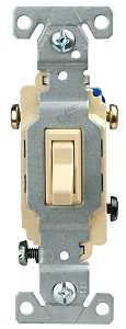 Eaton Cooper Wiring 1303V Toggle Switch, 15 A, 120 V, Polycarbonate Housing Material, Ivory