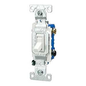 Eaton Cooper Wiring 1303W Toggle Switch, 15 A, 120 V, Polycarbonate Housing Material, White, Pack of 10