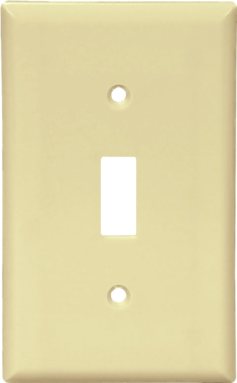 Eaton Wiring Devices 2134V-BOX Wallplate, 4-1/2 in L, 2-3/4 in W, 1 -Gang, Thermoset, Ivory, High-Gloss, Pack of 25