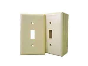Eaton 2134V-JP Wallplate, Standard-Size, 4-1/2 in L, 2-3/4 in W, 1-Gang, Thermoset, Ivory, High-Gloss
