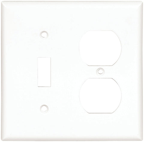 Eaton Cooper Wiring 2138W-BOX Combination Wallplate, 4-1/2 in L, 4.56 in W, 2 -Gang, Thermoset, White, High-Gloss, Pack of 10