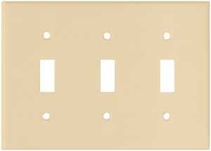 Eaton Wiring Devices 2141V-BOX Wallplate, 4-1/2 in L, 6.37 in W, 3 -Gang, Thermoset, Ivory, High-Gloss