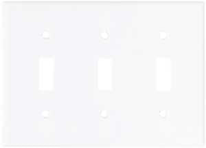 Eaton Wiring Devices 2141W-BOX Wallplate, 4-1/2 in L, 6-3/8 in W, 3 -Gang, Thermoset, White, High-Gloss