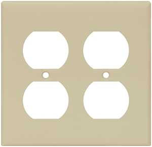 Eaton Wiring Devices 2150V-BOX Receptacle Wallplate, 4-1/2 in L, 4-9/16 in W, 2 -Gang, Thermoset, Ivory, Pack of 10