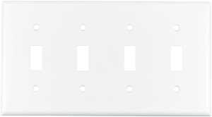 Eaton Wiring Devices 2154W-BOX Wallplate, 4-1/2 in L, 8.19 in W, 4 -Gang, Thermoset, White, High-Gloss