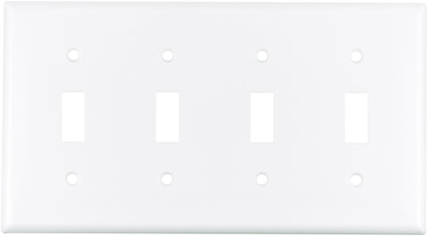 Eaton Wiring Devices 2154W-BOX Wallplate, 4-1/2 in L, 8.19 in W, 4 -Gang, Thermoset, White, High-Gloss