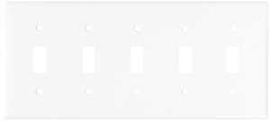 Arrow Hart 2155W-BOX Wallplate, 4-1/2 in L, 10 in W, 5-Gang, Thermoset, White