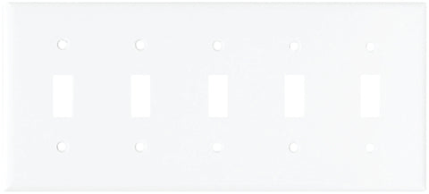Arrow Hart 2155W-BOX Wallplate, 4-1/2 in L, 10 in W, 5-Gang, Thermoset, White