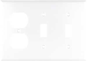 Eaton Wiring Devices 2158W-BOX Combination Wallplate, 4-1/2 in L, 6-3/8 in W, 3 -Gang, Thermoset, White