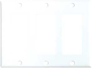 EATON 2163W-BOX Wallplate, 4-1/2 in L, 3-3/8 in W, 3 -Gang, Thermoset, White, High-Gloss