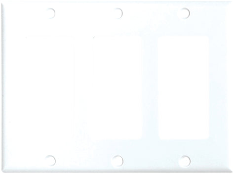 EATON 2163W-BOX Wallplate, 4-1/2 in L, 3-3/8 in W, 3 -Gang, Thermoset, White, High-Gloss