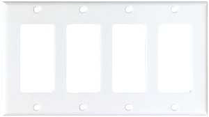 Eaton Cooper Wiring 2164W-BOX Wallplate, 4-1/2 in L, 8.19 in W, 4 -Gang, Thermoset, White, High-Gloss