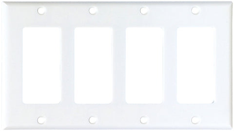Eaton Cooper Wiring 2164W-BOX Wallplate, 4-1/2 in L, 8.19 in W, 4 -Gang, Thermoset, White, High-Gloss