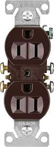 Eaton Wiring Devices 270B-C Duplex Receptacle, Nylon, Brown, 2-Pole, 15 A, 125 V, Push-in, Side Wiring, NEMA: 5-15R